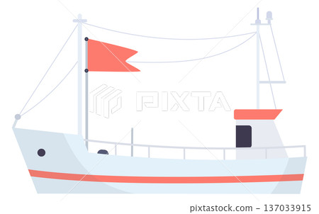 Boat icon. Cute ship. Marine travel symbol Boat icon. Cute ship. Marine travel symbol 137033915