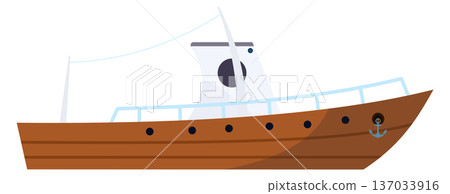 Deck boat icon. Fishing ship side view 137033916