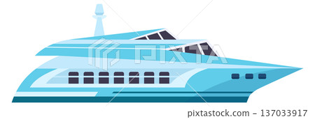 Motor yacht boat cartoon icon. Fast modern ship 137033917