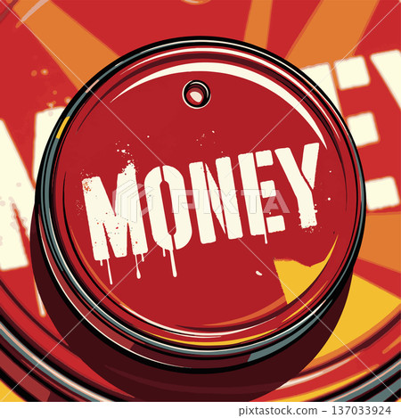 Red Money Button Pop Art vector illustration 137033924