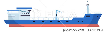 Tanker side view. Cargo ship color icon 137033931