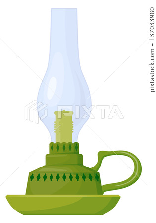Kerosene lamp. Retro glass candle light icon 137033980