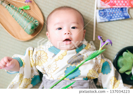 Boys celebrating their first Children's Day 137034223