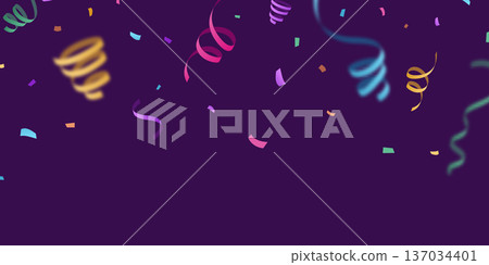 A background of colorful confetti with falling zigzag lines, perfect for celebrations. Festive decoration vector illustration. A background of colorful confetti with falling zigzag lines, perfect for celebrations. Festive decoration vector illustration. 137034401