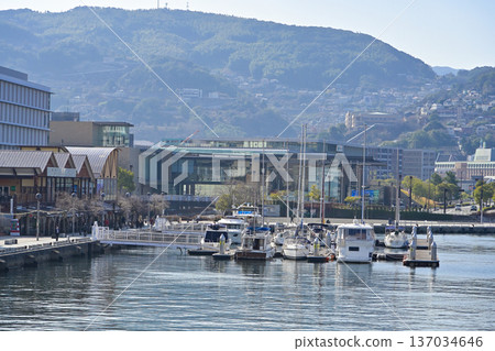 Dejima Yacht Harbor and Nagasaki Prefectural Museum of Art seen from Ohato 137034646