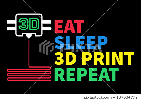 Eat Sleep 3D Print Repeat vector 3D Printing concept horizontal banner Eat Sleep 3D Print Repeat vector 3D Printing concept horizontal banner 137034772
