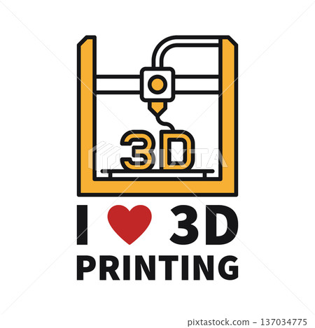 Vector 3D Printer illustration - I Love 3D Printing banner Vector 3D Printer illustration - I Love 3D Printing banner 137034775