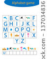 Underwater alphabet game for children, make a word, preschool worksheet activity for kids, educational spelling scramble game for the development of children, vector illustration 137034836