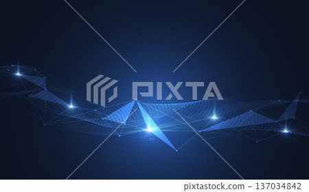 Abstract technology with molecule. Artificial intelligence concept. Flowing dot particle wave flow line. Data transfer concepts in internet. Vector illustration Abstract technology with molecule. Artificial intelligence concept. Flowing dot particle wave flow line. Data transfer concepts in internet. Vector illustration 137034842