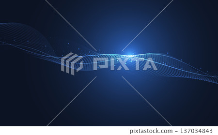 Abstract technology with molecule. Artificial intelligence concept. Flowing dot particle wave flow line. Data transfer concepts in internet. Vector illustration Abstract technology with molecule. Artificial intelligence concept. Flowing dot particle wave flow line. Data transfer concepts in internet. Vector illustration 137034843