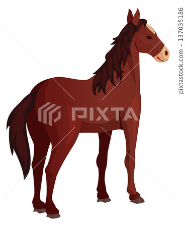 Brown wild horse color icon. Farm livestock animal Brown wild horse color icon. Farm livestock animal 137035186