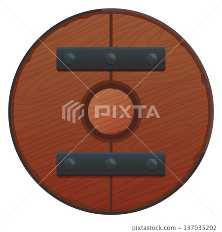 Antique wheel. Wooden round transport part icon 137035202