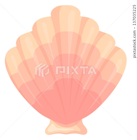 Scallop shell symbol. Cartoon beach seashell icon 137035225
