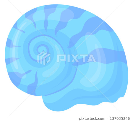 Snail shell. Blue spiral seashell cartoon icon 137035246