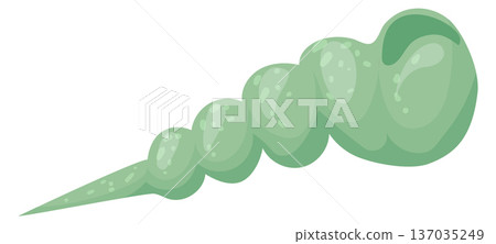 Green spiral conch. Long cone cartoon icon 137035249