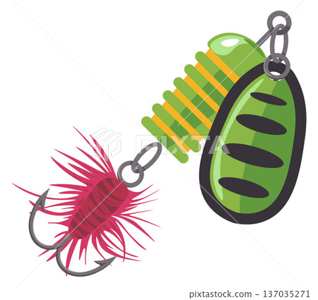 Plastic lure for fishing rod. Tackle cartoon icon 137035271