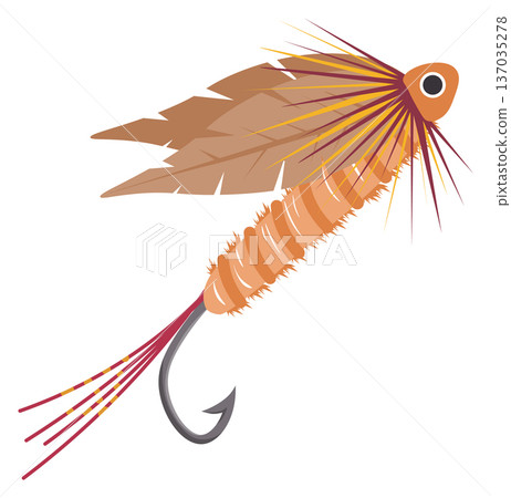 Feather lure. Ship shape tackle cartoon icon 137035278
