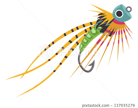 Fishing lure cartoon icon. Angler feather tackle 137035279