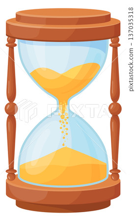 Sand clock. Wooden glass time cartoon icon Sand clock. Wooden glass time cartoon icon 137035318