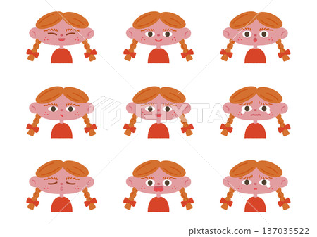 女孩臉部表情套裝（上半身） 137035522