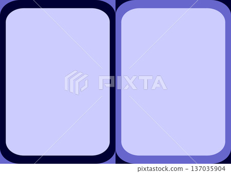 Minimalist layout featuring two large light purple rounded rectangular panels with navy and periwinkle blue borders, designed for presentation slides and digital content. 137035904