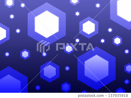 Abstract background with glowing blue and white hexagonal shapes on a dark navy gradient. Modern geometric vector design for technology, science, and digital business themes. Abstract background with glowing blue and white hexagonal shapes on a dark navy gradient. Modern geometric vector design for technology, science, and digital business themes. 137035918