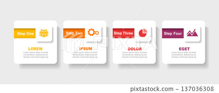 Modern infographic icons, and text blocks for business processes, presentations, or educational content. Vector illustration. Modern infographic icons, and text blocks for business processes, presentations, or educational content. Vector illustration. 137036308
