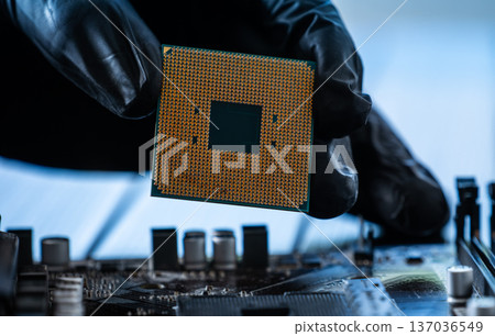 Computer Repairman Holding Pc Processor 137036549