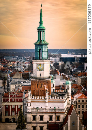 Amazing Aerial View Of Poznan Old Town Hall Amazing Aerial View Of Poznan Old Town Hall 137036579