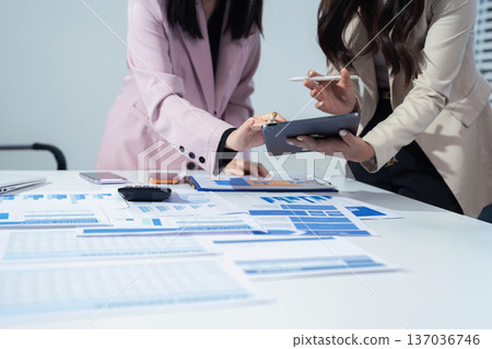 Business team working and update tasks with milestones progress planning and professional investor working new start up project in the office 137036746
