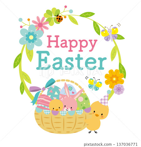 Cute Easter title illustration 137036771