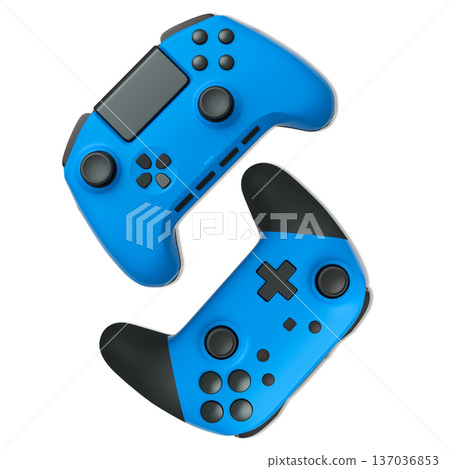 Wireless gaming controllers flying in air isolated on white background, symbolizing gaming technology concept Wireless gaming controllers flying in air isolated on white background, symbolizing gaming technology concept 137036853