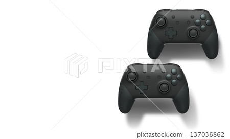 Wireless gaming controllers flying in air isolated on white background, symbolizing gaming technology concept Wireless gaming controllers flying in air isolated on white background, symbolizing gaming technology concept 137036862