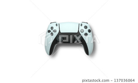 Wireless gaming controller flying in air isolated on white background, symbolizing gaming technology concept 137036864