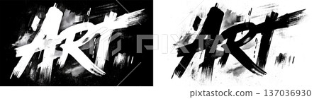 Graffiti ART text with splatter lettering in bold street style on black and transparent background, concept of urban creativity 137036930