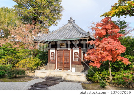 京都建仁寺的秋季:藏骨堂與秋葉 京都建仁寺的秋季:藏骨堂與秋葉 137037099