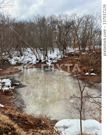 Lake Akan in winter, Bokke Walking Path Forest Lake Akan in winter, Bokke Walking Path Forest 137037126