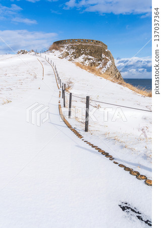 青森縣八戶市足重崎展望台的雪景 青森縣八戶市足重崎展望台的雪景 137037364
