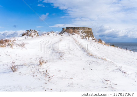"Aomori Prefecture" Snowy scenery at Ashigezaki Observatory, Hachinohe City "Aomori Prefecture" Snowy scenery at Ashigezaki Observatory, Hachinohe City 137037367