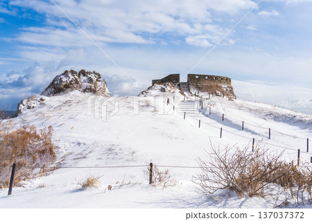 青森縣八戶市足重崎展望台的雪景 青森縣八戶市足重崎展望台的雪景 137037372