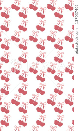 Cute Pink Cherry Ribbon Pattern Cute Pink Cherry Ribbon Pattern 137037402