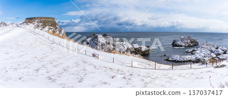 青森縣八戶市足重崎展望台的雪景 青森縣八戶市足重崎展望台的雪景 137037417