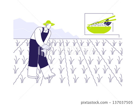Rice growing abstract concept vector illustration. Rice growing abstract concept vector illustration. 137037505
