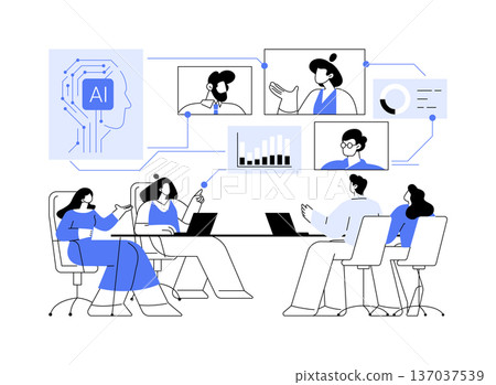 Smart Meeting Rooms with AI Assistance abstract concept vector illustration. 137037539