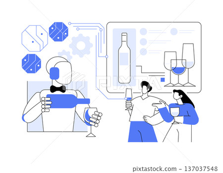 AI-Powered Wine Tasting Analysis abstract concept vector illustration. 137037548