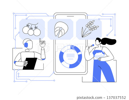 AI-Driven Dietary Recommendation Apps abstract concept vector illustration. AI-Driven Dietary Recommendation Apps abstract concept vector illustration. 137037552