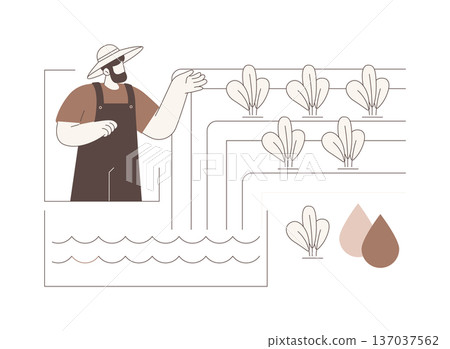Surface irrigation systems isolated cartoon vector illustrations. Surface irrigation systems isolated cartoon vector illustrations. 137037562