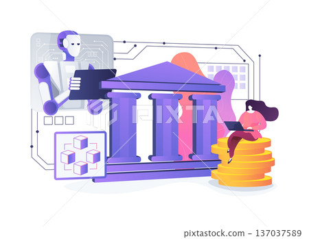 Blockchain-Based Loan Approval abstract concept vector illustration. 137037589