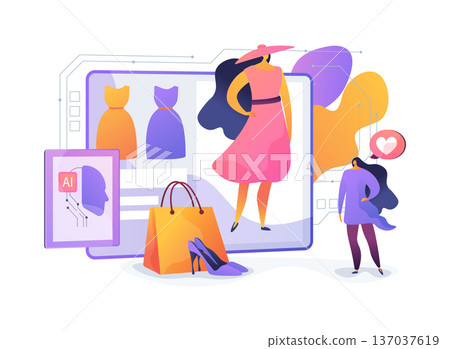AR Fitting Room abstract concept vector illustration. 137037619