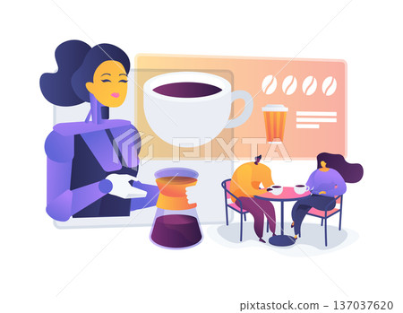 Robot Barista abstract concept vector illustration. 137037620